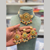 Hira Collections Designer Pota Stone And Pearl Choker Necklace Set