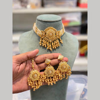 Hira Collections Designer Kundan Stone And Pearl Choker Necklace Set 