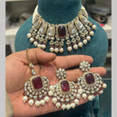 Hira Collections Designer Kundan Stone And Pearl Choker Necklace Set
