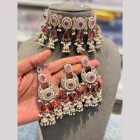 Hira Collections Designer Kundan Stone And Pearl Choker Necklace Set