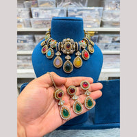 Hira Collections Premium Navratan Victorian Designer Choker Necklace Set