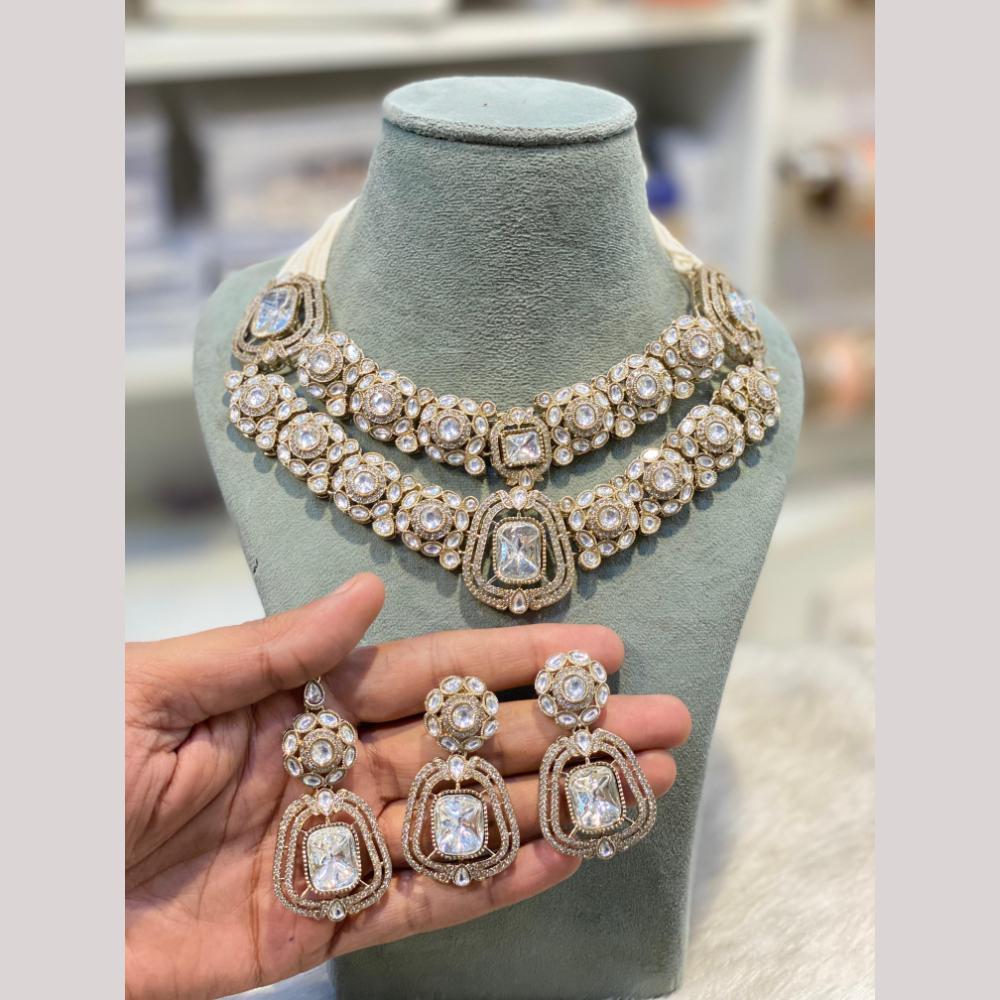 Hira Collections Designer Polki Kundan Stone And Pearl Choker Necklace Set