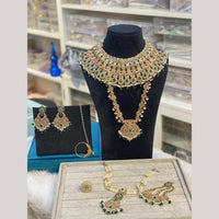 Hira Collections Designer Crystal Stone Semi Bridal Necklace Set