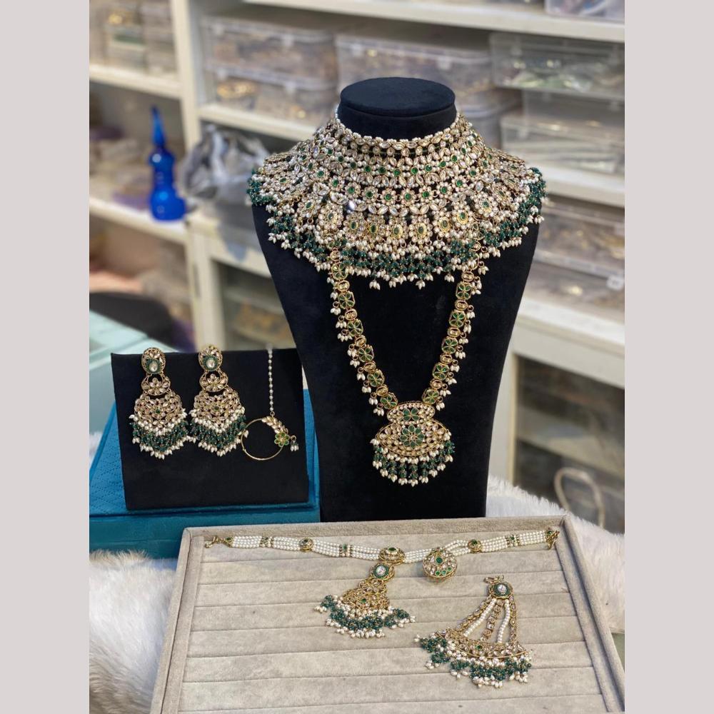 Hira Collections Designer Crystal Stone Semi Bridal Necklace Set