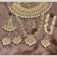 Hira Collections Designer Crystal Stone Semi Bridal Necklace Set