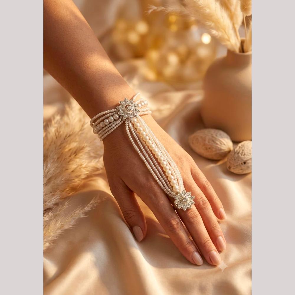 Hira Collections Designer Austrian Stone And Pearl Hath Panja 