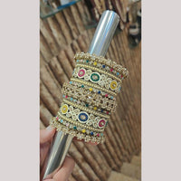Hira Collections Austrian Stone And Pearl Meenakari Bangles Set 