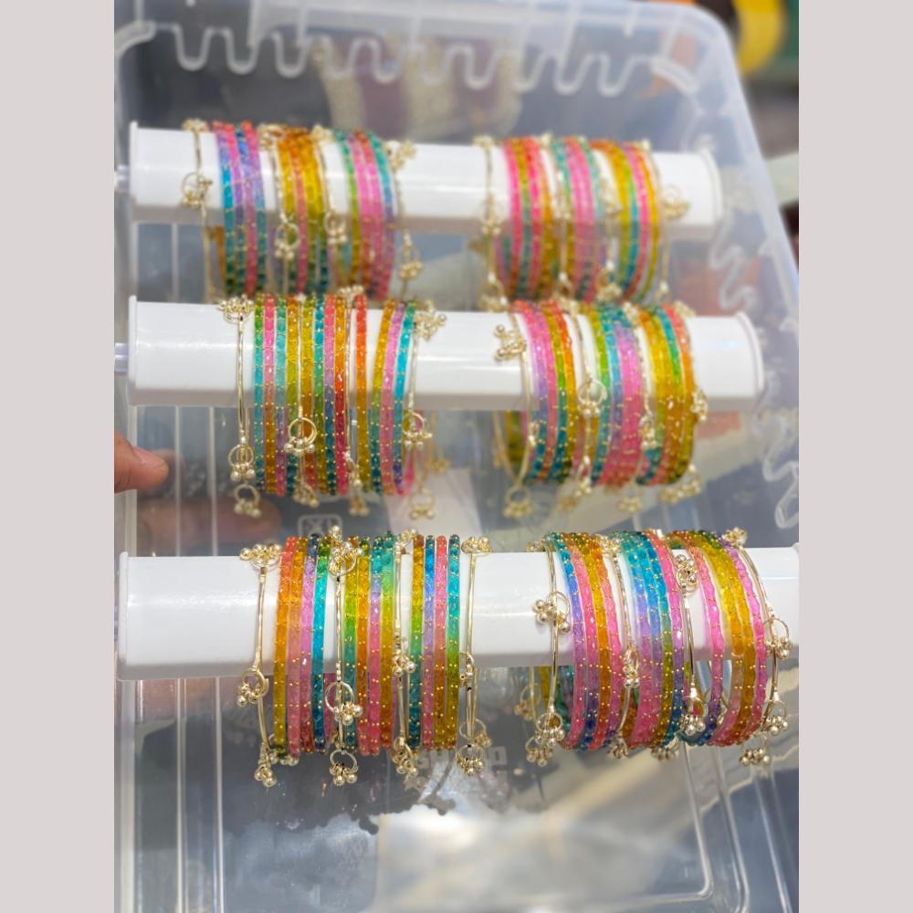 Hira Collections Raindrop Galss Kashmiri Bangles Set 