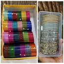 Hira Collections Fashionable Mirror And Austrian Stone Bangles Set