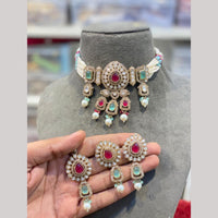 Hira Collections Fancy Crystal Stone And Beads Ethnic Choker Necklace Set