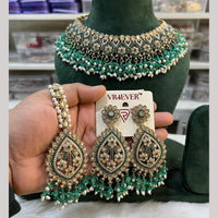 Hira Collections Fancy Crystal Stone And Pearl Ethnic Choker Necklace Set