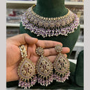 Hira Collections Fancy Crystal Stone And Pearl Ethnic Choker Necklace Set