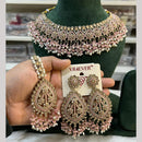 Hira Collections Fancy Crystal Stone And Pearl Ethnic Choker Necklace Set
