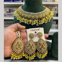 Hira Collections Fancy Crystal Stone And Pearl Ethnic Choker Necklace Set