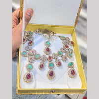 Hira Collections Designer Pota Stone And Austrian Stone Necklace Set