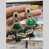 Hira Collections Kundan Stone And Pearl Triple-Tier Jhumki Earrings
