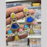 Hira Collections Kundan Stone And Pearl Triple-Tier Jhumki Earrings