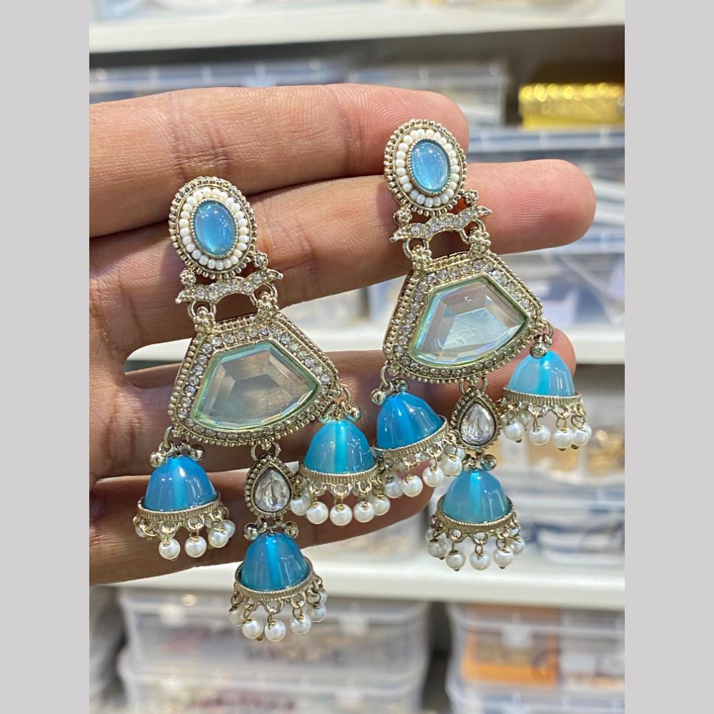 Hira Collections Kundan Stone And Pearl Triple-Tier Jhumki Earrings