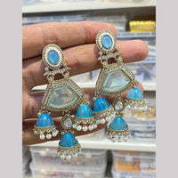 Hira Collections Kundan Stone And Pearl Triple-Tier Jhumki Earrings