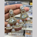 Hira Collections Kundan Stone And Pearl Triple-Tier Jhumki Earrings