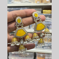 Hira Collections Kundan Stone And Pearl Triple-Tier Jhumki Earrings