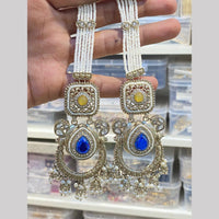 Hira Collections Premium Pota Stone And Kundan Stone Pearl Jhumki Earrings With Kanchian