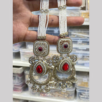 Hira Collections Premium Pota Stone And Kundan Stone Pearl Jhumki Earrings With Kanchian
