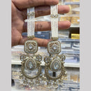 Hira Collections Premium Pota Stone And Kundan Stone Pearl Jhumki Earrings With Kanchian