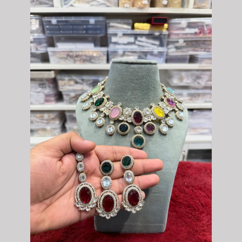 Hira Collections Designer Polki Kundan Stone Necklace Set