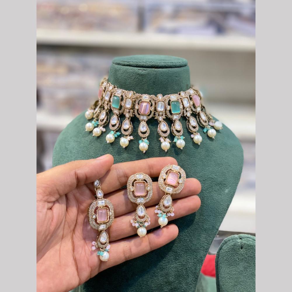 Hira Collections Designer Polki Kundan Stone And Beads Choker Necklace Set