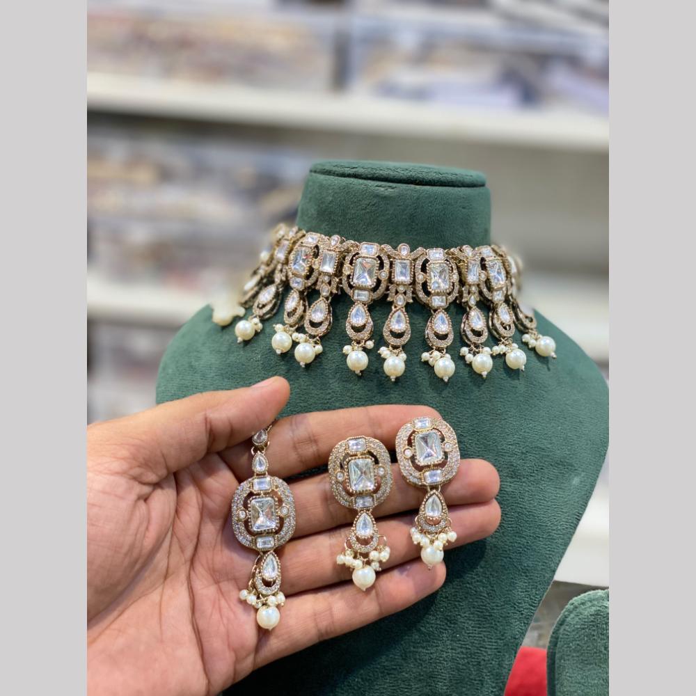 Hira Collections Designer Polki Kundan Stone And Beads Choker Necklace Set