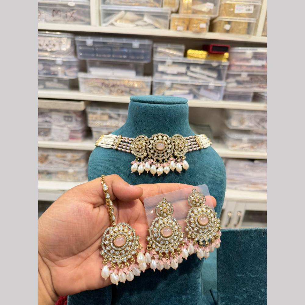Hira Collections Designer Polki Kundan Stone And Beads Choker Necklace Set