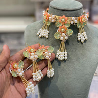 Hira Collections Dilruba Maiyya Flower Choker Necklace Set / Beautiful Ethnic Jewellery for Women