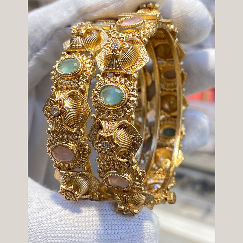 Hira Collections Premium Pota Stone Openable Bangles Set