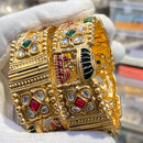 Hira Collections Premium Pota Stone And Meenakari Openable Bangles Set
