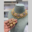 Hira Collections Traditional Indian Pota Stone And Pearl Choker Necklace Set