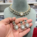 Hira Collections Decent Pota Stone Choker Necklace Set