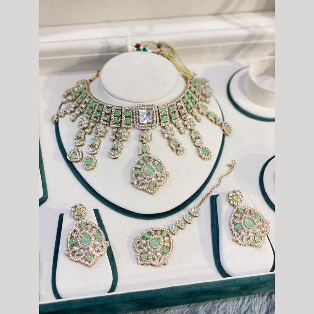 Hira Collections Decent Pota Stone Choker Necklace Set