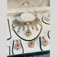 Hira Collections Decent Pota Stone Choker Necklace Set