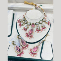 Hira Collections Luxury Crystal Stone And Pearl Choker Necklace Set