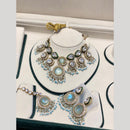 Hira Collections Luxury Crystal Stone And Pearl Choker Necklace Set