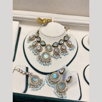 Hira Collections Luxury Crystal Stone And Pearl Choker Necklace Set