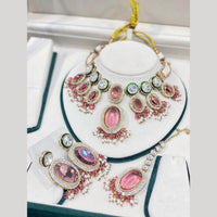 Hira Collections Luxury Crystal Stone And Pearl Choker Necklace Set