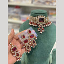 Hira Collections Luxury Crystal Stone And Pearl Choker Necklace Set