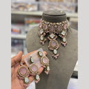 Hira Collections Luxury Crystal Stone And Pearl Choker Necklace Set