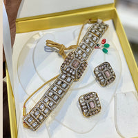 Hira Collections Luxury Polki Kundan Stone Choker Necklace Set 