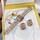 Hira Collections Luxury Polki Kundan Stone Choker Necklace Set