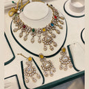 Hira Collections Luxury Polki Kundan Stone And Pota Stone Necklace Set