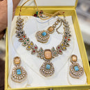 Hira Collections Delicate Pota Stone And Austrian Stone Necklace Set