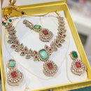 Hira Collections Delicate Pota Stone And Austrian Stone Necklace Set